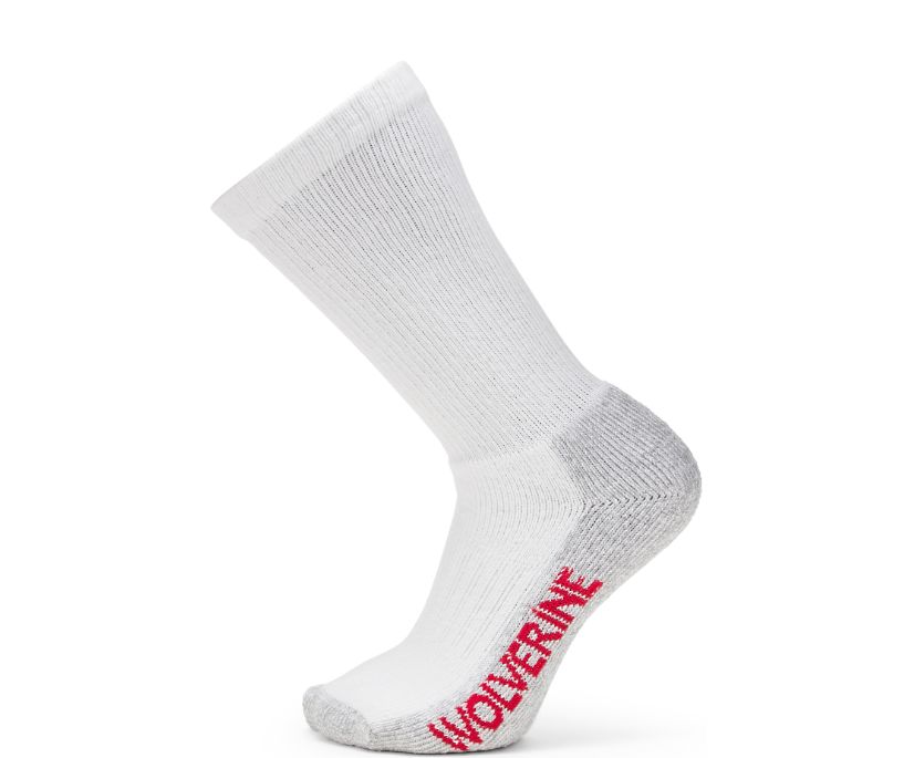 Wolverine 2-pk. Steel Tå Bomull Mid-Calf Sock Strumpor Herr Vita Grå | ZHS960382